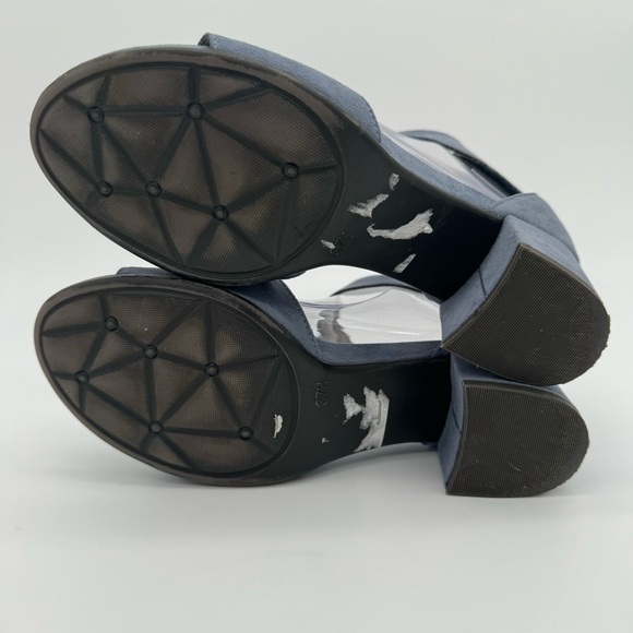 Jana Slate Blue Suede Block Heel Open Toe Ankle Strap Heels Size EU 37 H - Picture 10 of 13